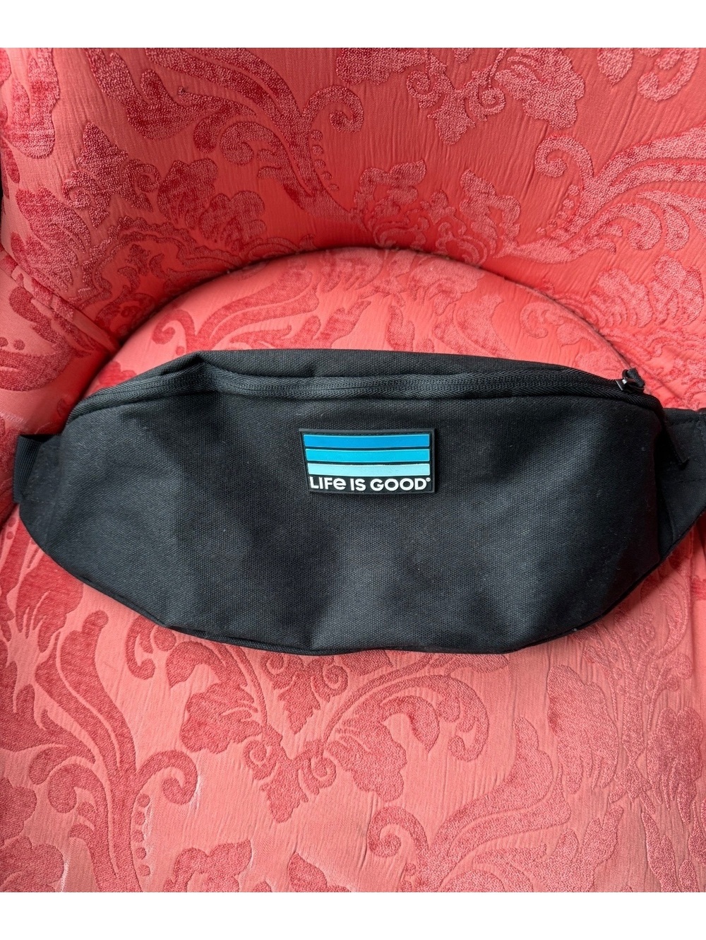 Life is Good Black Waist Pack Fanny Pack with Blue Logo